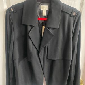 Chico's Black Women's Trench Coat with Epaulet Detail